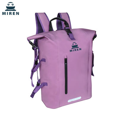 500D PVC Malzeme Suya Dayanıklı Kuru Çanta Sırt Çantası Mor Renk 30L Kapasite