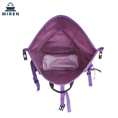 500D PVC Malzeme Suya Dayanıklı Kuru Çanta Sırt Çantası Mor Renk 30L Kapasite