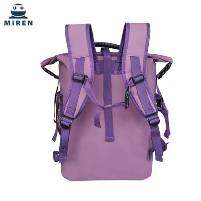 500D PVC Malzeme Suya Dayanıklı Kuru Çanta Sırt Çantası Mor Renk 30L Kapasite